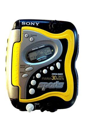 EXCELLENT Vintage Sony Sports FM/AM Radio Cassette Walkman WM-FS420 w/ MDR-W014
